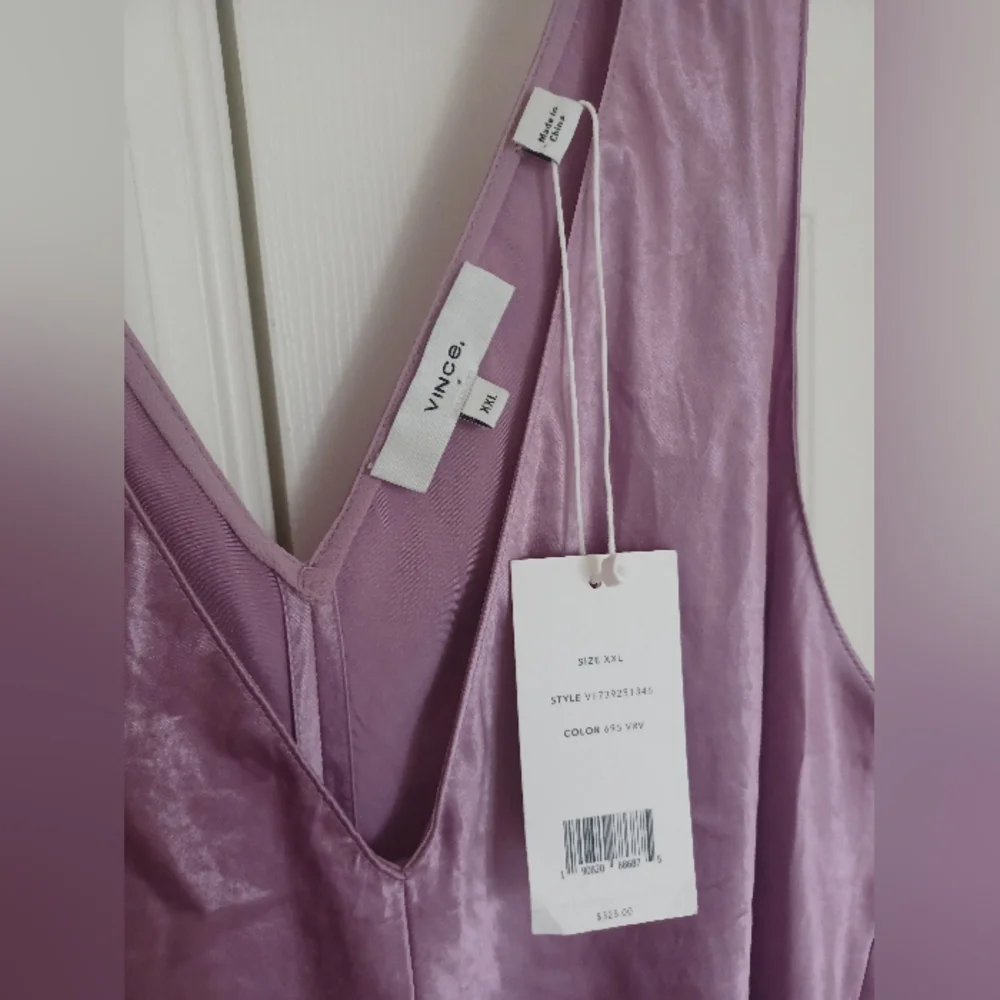 Vince NWT XXL Satin Double V-neck Lavender Slip Dress - Picture 3 of 4